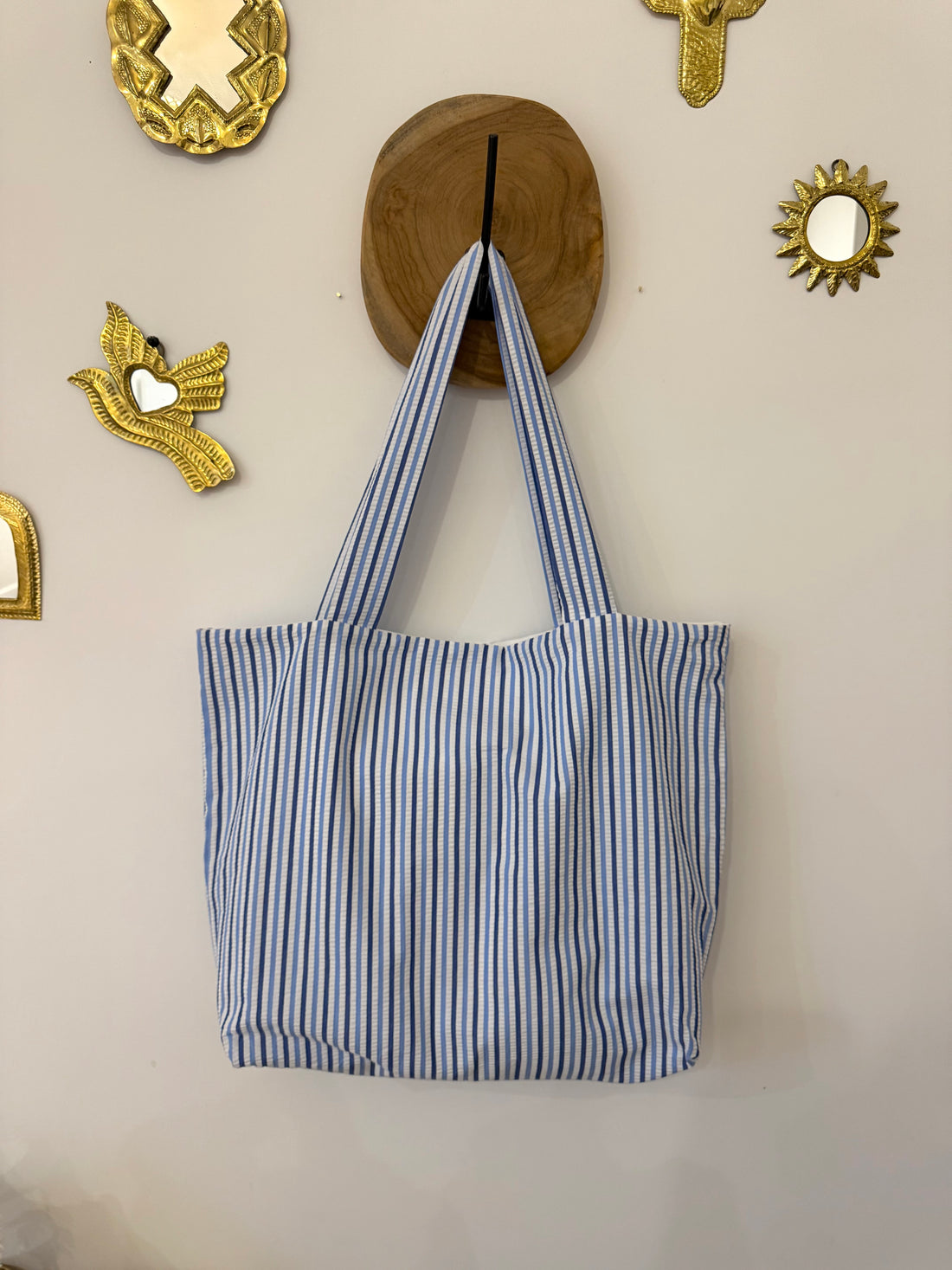 Tote bag rayures bleues 