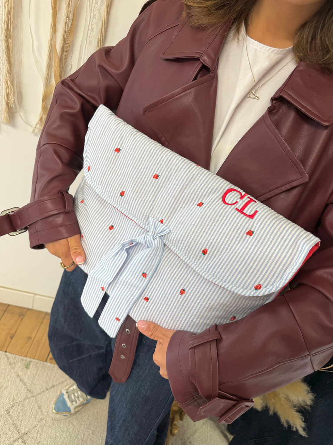 Pochette d’ordi fraises & rayures