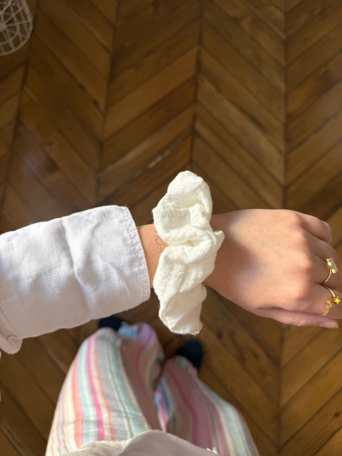 Chouchou blanc gaz de coton