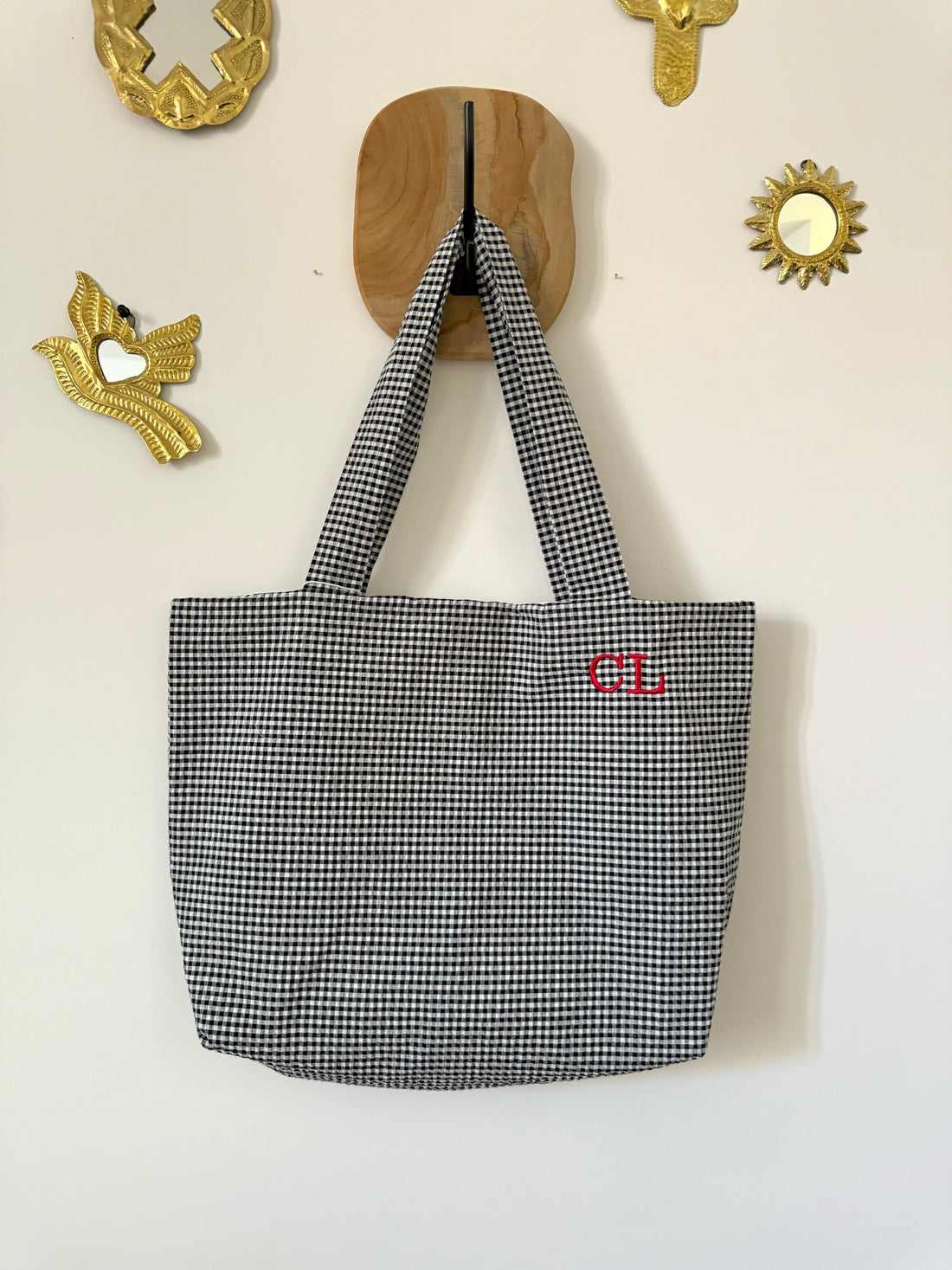 Tote bag vichy noir et blanc