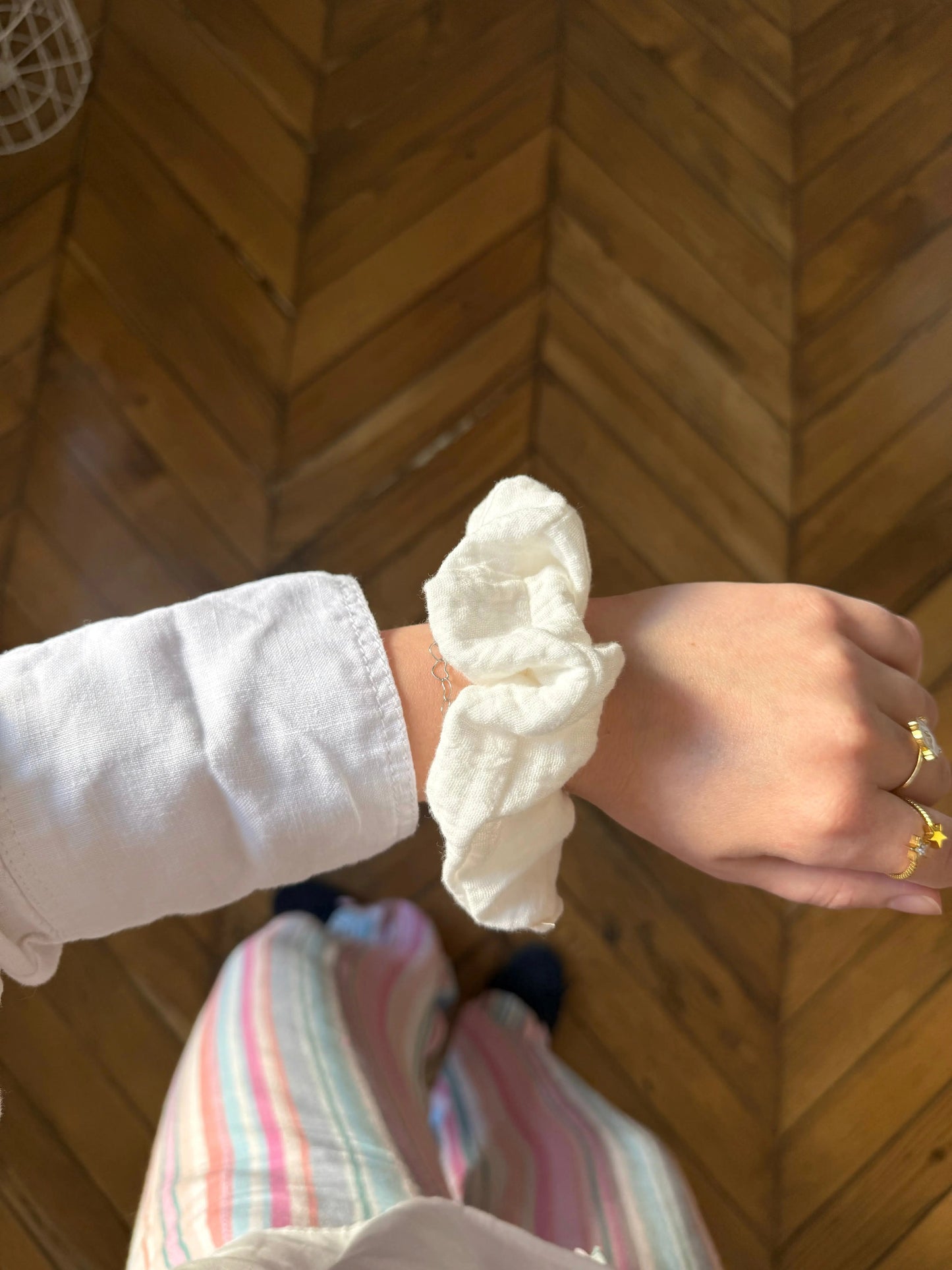 Chouchou blanc gaz de coton