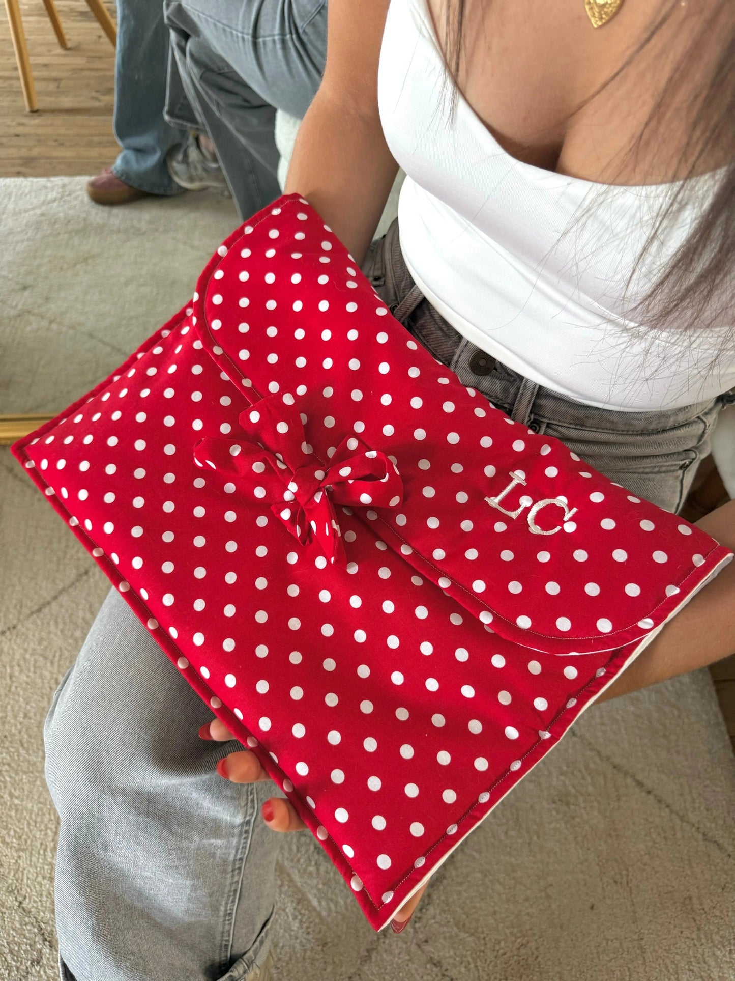 Housse d'ordinateur rouge coquette