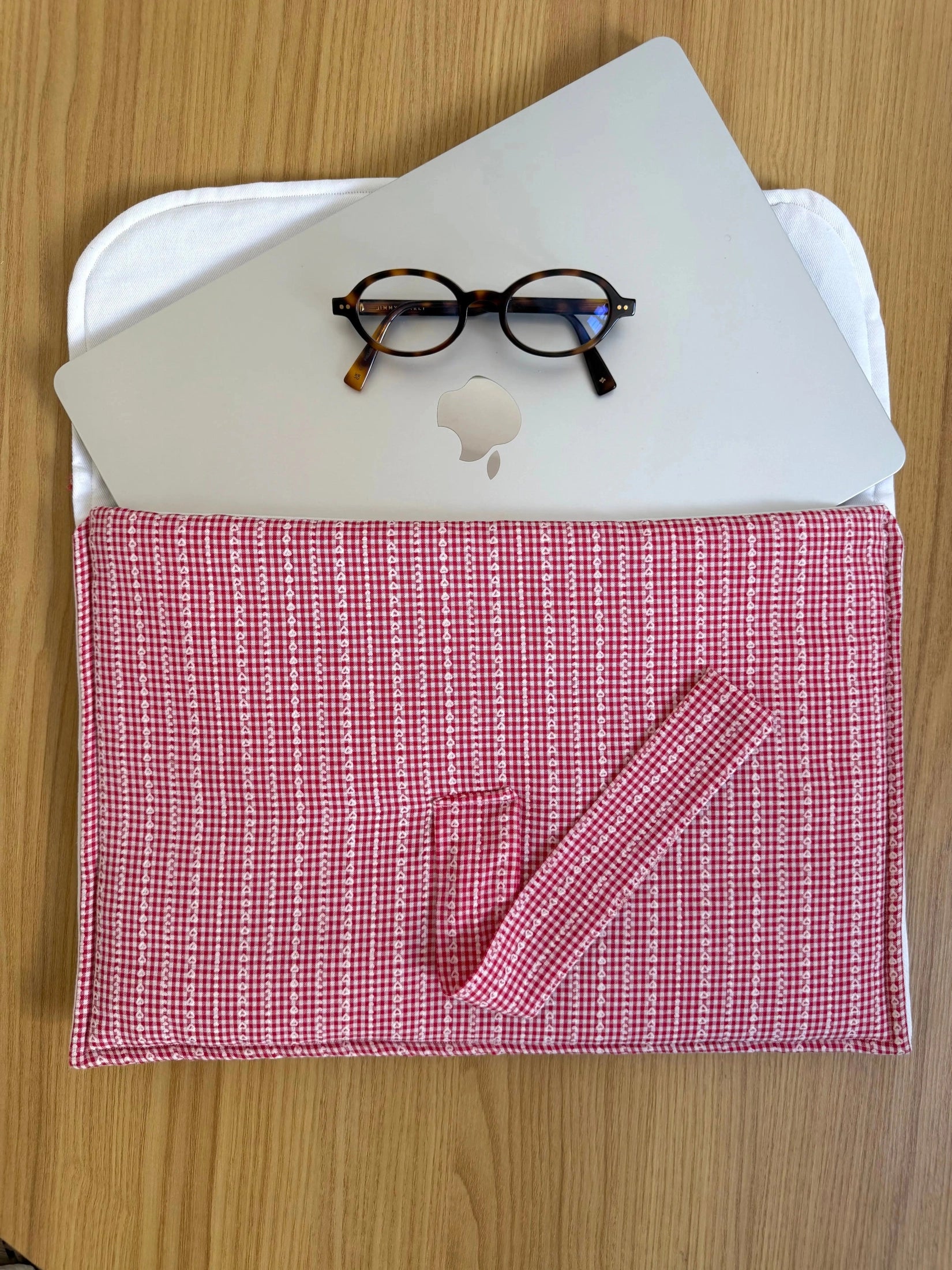 Housse d'ordinateur coeur de vichy