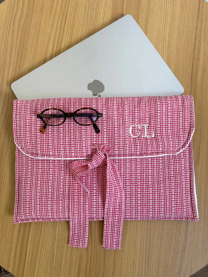 Housse d'ordinateur coeur de vichy