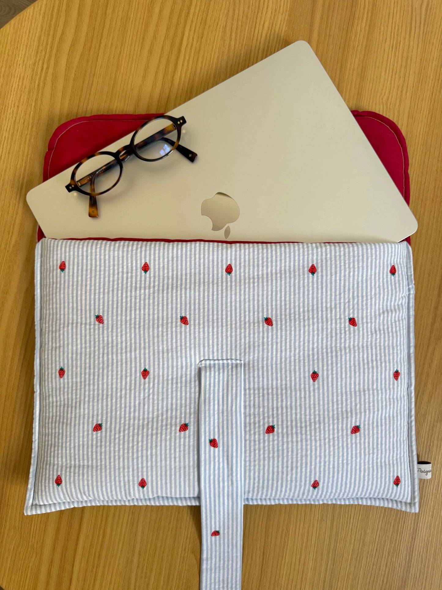 Housse d'ordinateur fraises & rayures