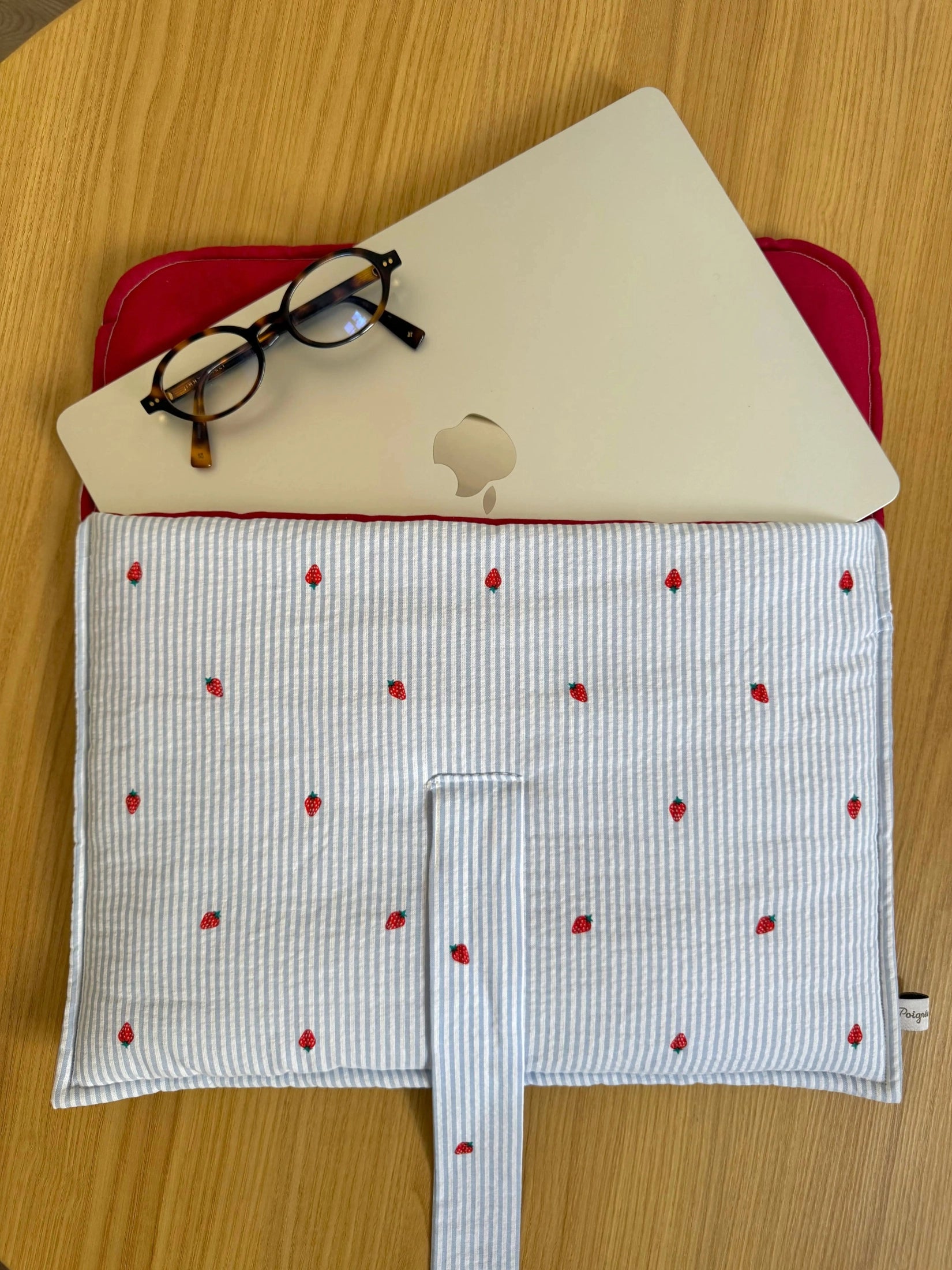 Housse d'ordinateur fraises & rayures