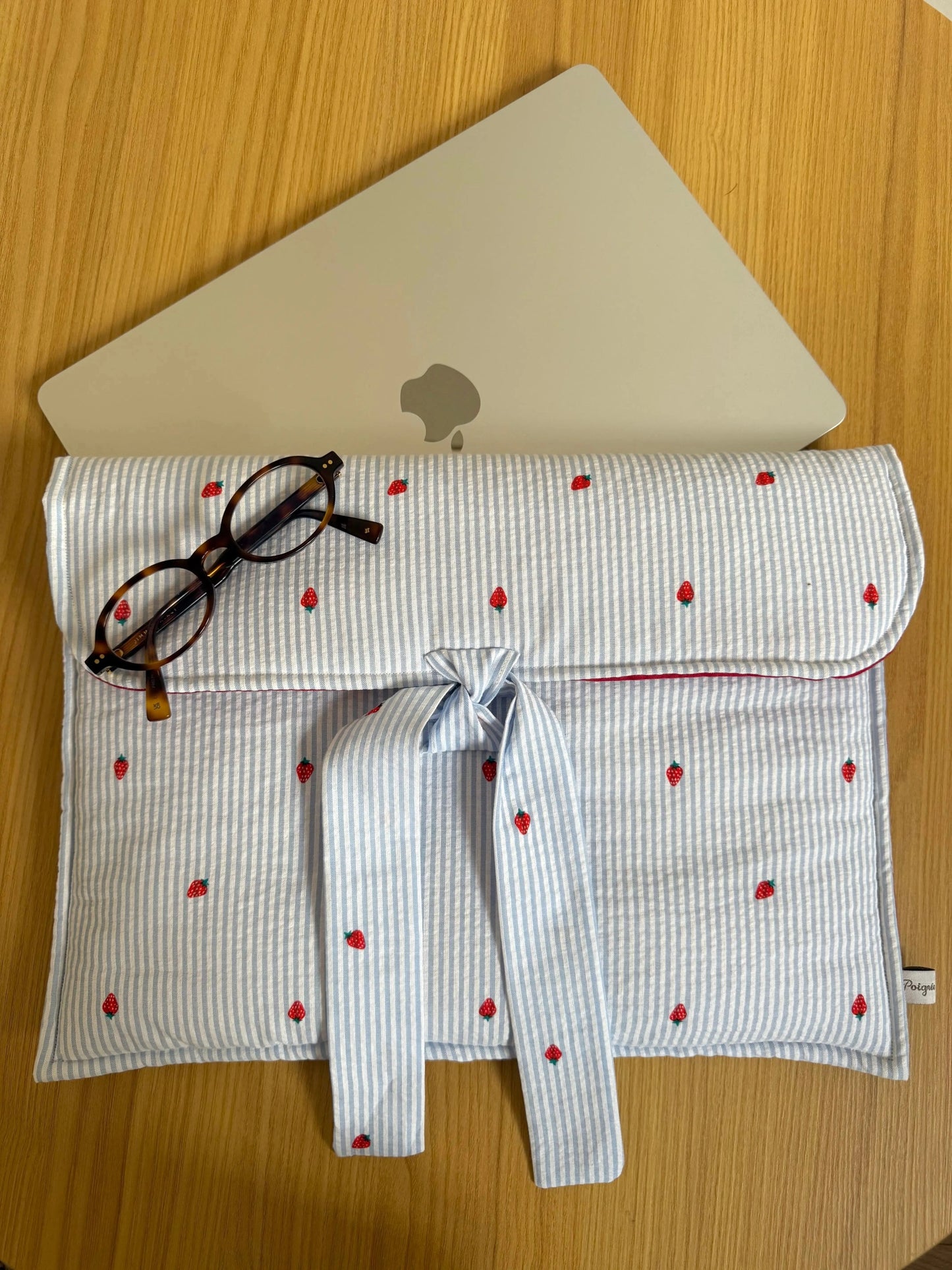 Housse d'ordinateur fraises & rayures