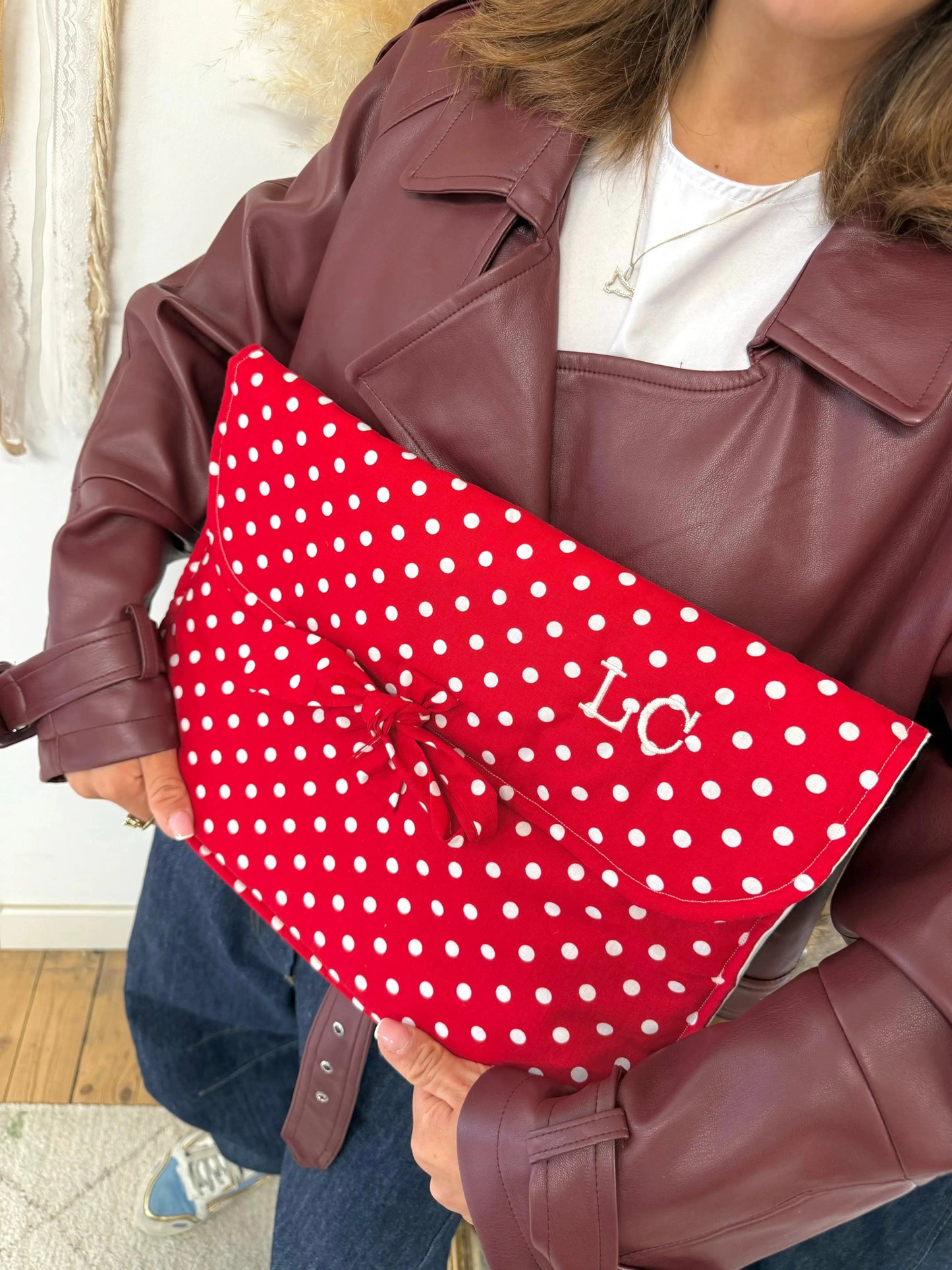 Housse d'ordinateur rouge coquette