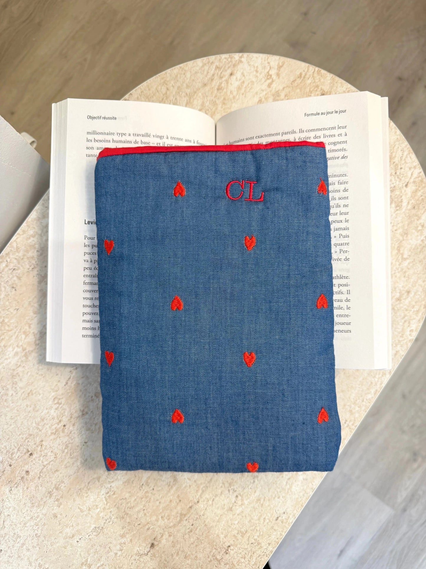 Pochette de livre Denim & Coeurs