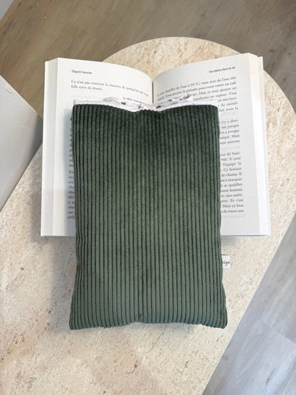 Pochette de livre Kaki côtelé