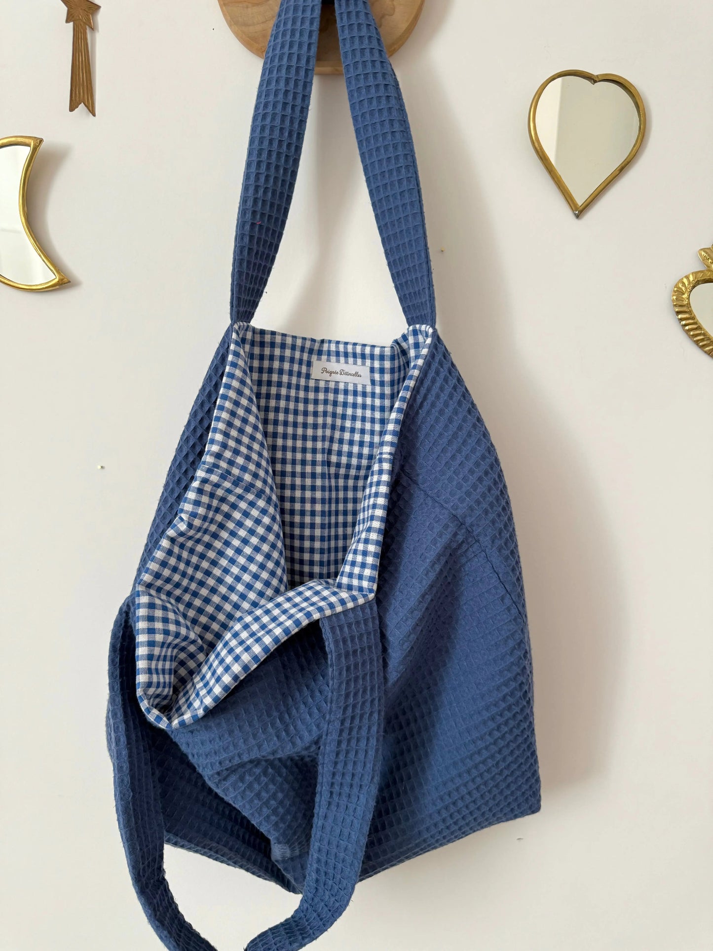 Tote bag nid d'abeille bleu